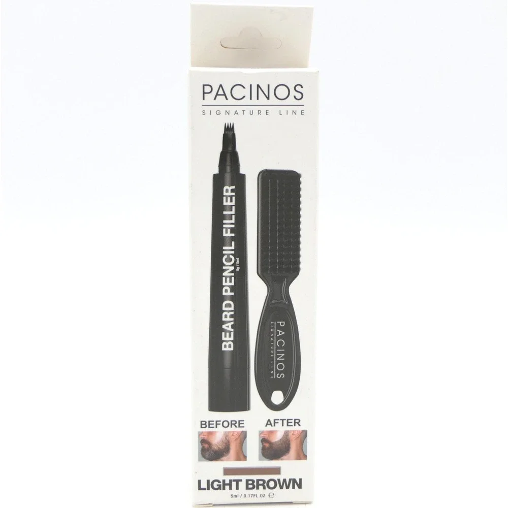 Pacinos Signature Line Beard Pencil Filler w/ Brush Light Brown Water Resistant